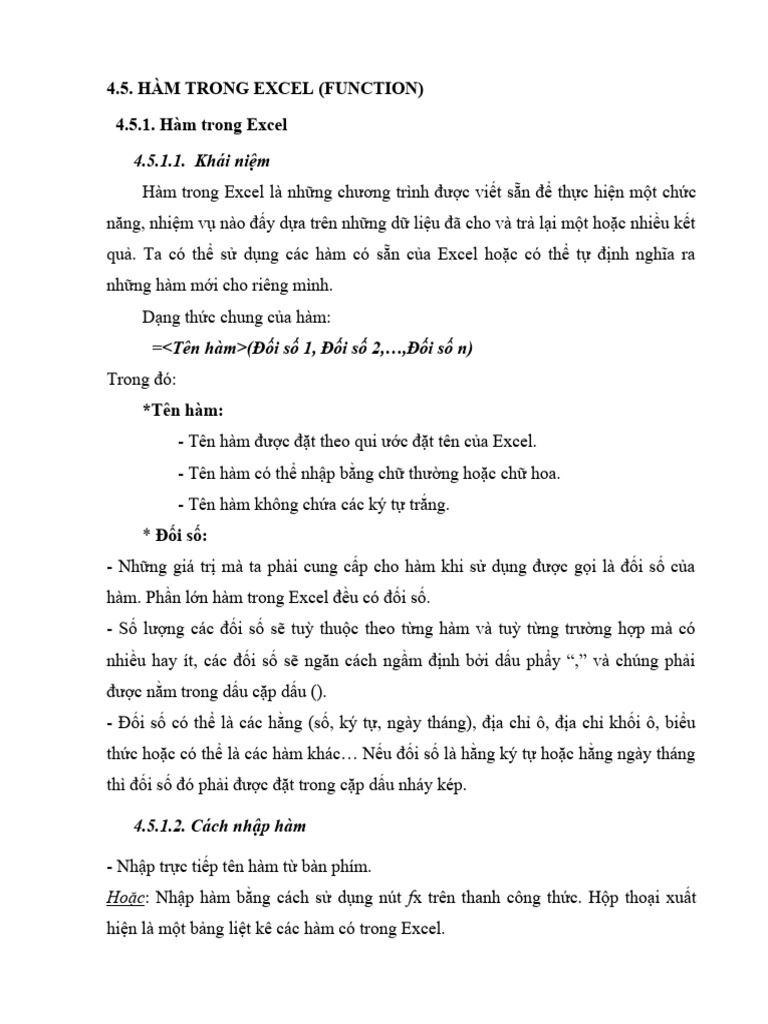 Ham trong excel pdf
