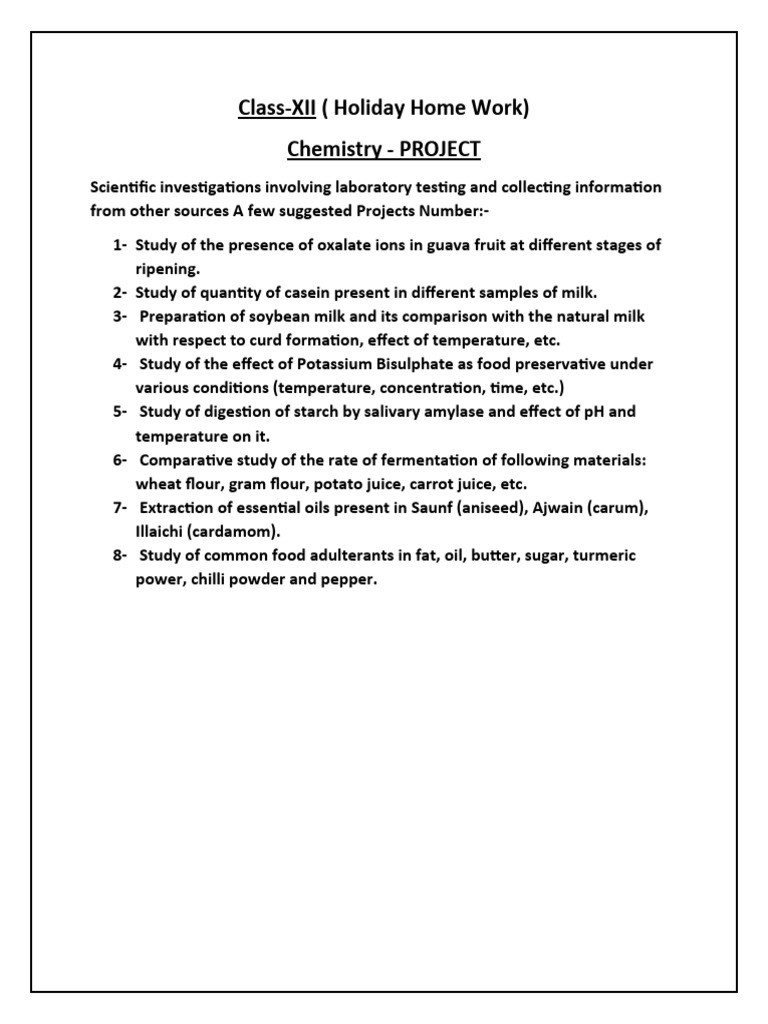 Chemistry Project Class 12 PDF