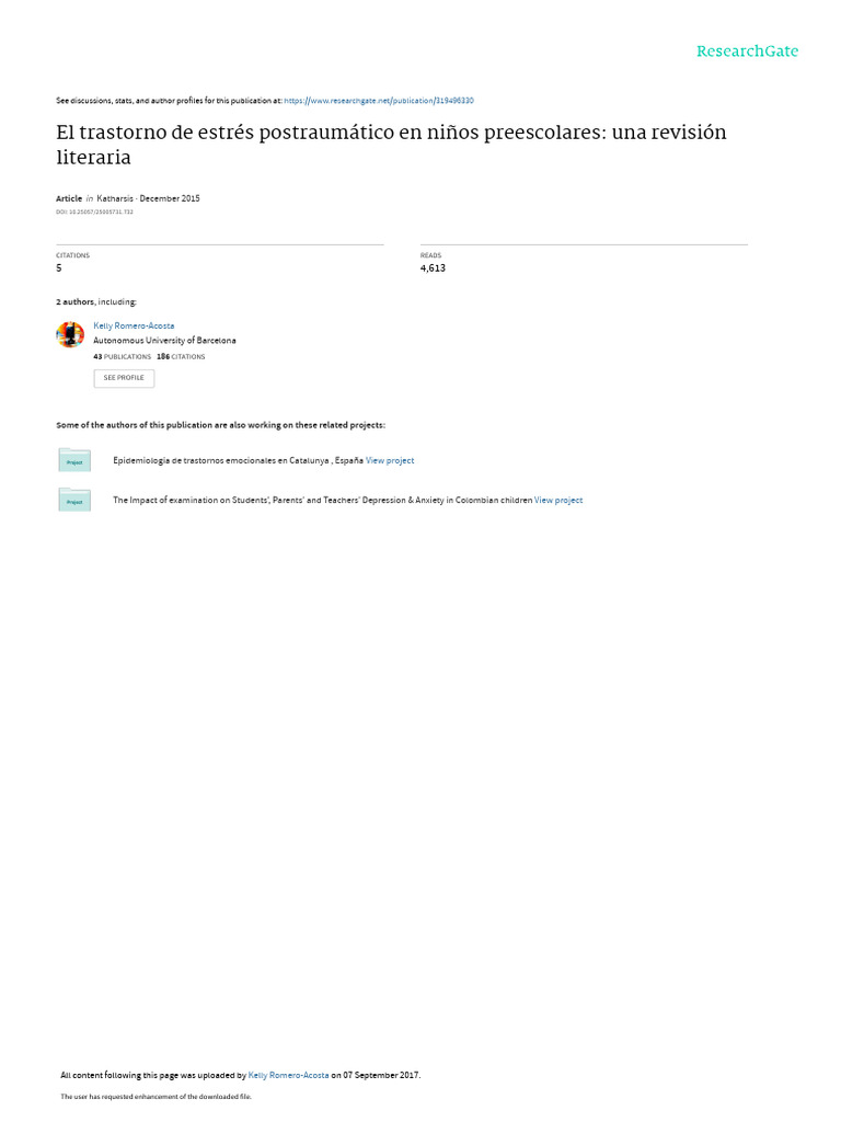 El trastorno de estres postraumatico en ninos pree descargar gratis