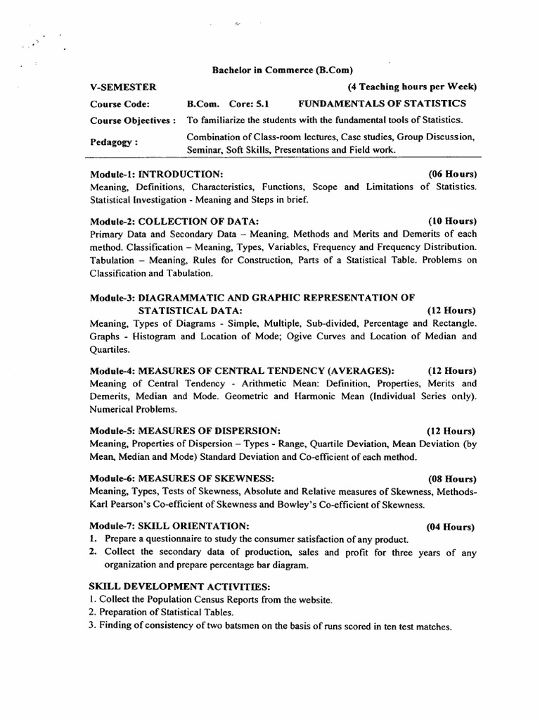 B.Com V-Semester Course Overview | PDF | Cost Of Living | Financial ...