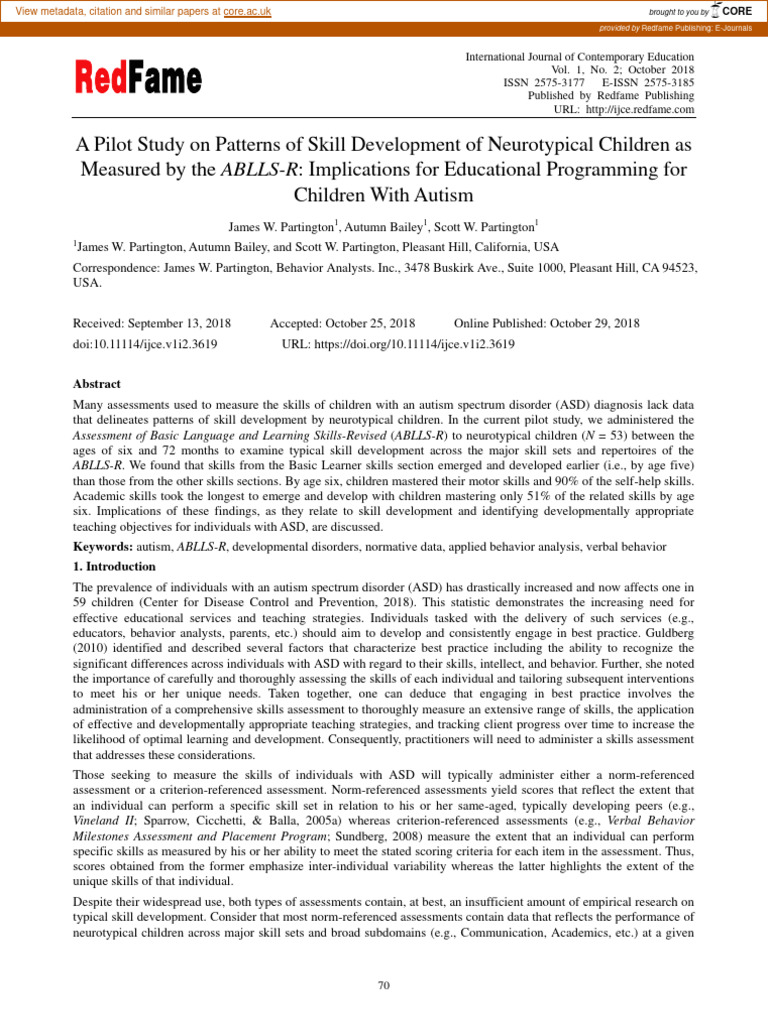 ABLLS-R Age Norms for Neurotypical Kids | PDF | Autism Spectrum | Learning