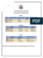 Time Table For Coaching Classes