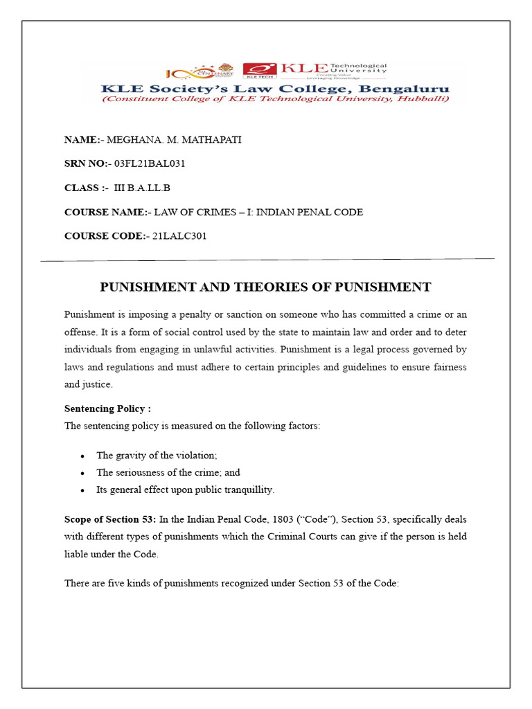 Punishment and theories of punishment pdf punishments crimes