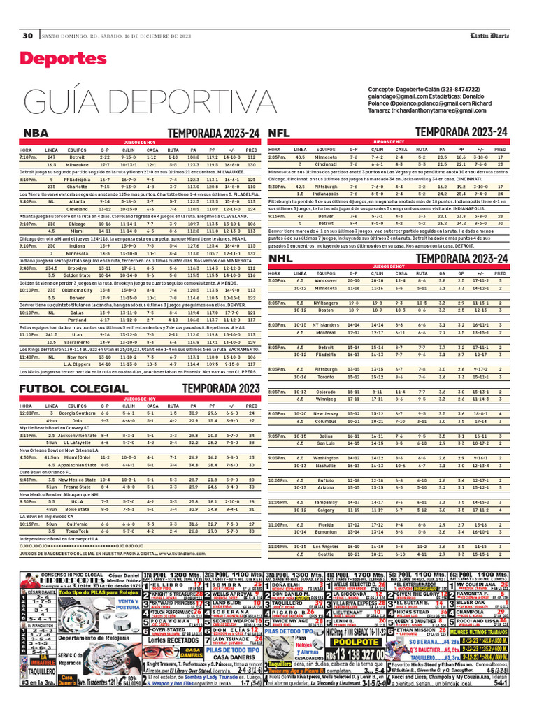 Guia Deportiva 16 12 2023 Pdf Ligas Deportivas Profesionales