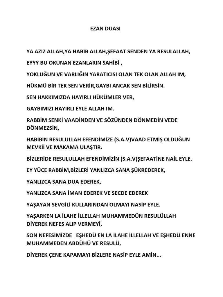Ezan Duasi Pdf