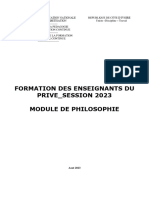 PHILOSOPHIE - Module de Formation Des Enseignants Du Privé 2023