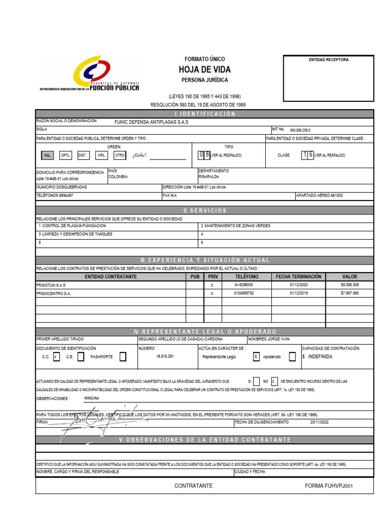Hoja de vida funcion publica pdf