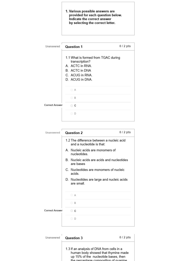 2Dna and Rna 11 Quiz 2 Life Sciences 12e Zoom 1 004 Mmoa PDF