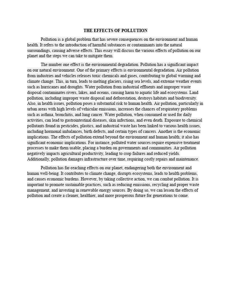 Impact of Pollution on Health and Environment | PDF | Air Pollution ...