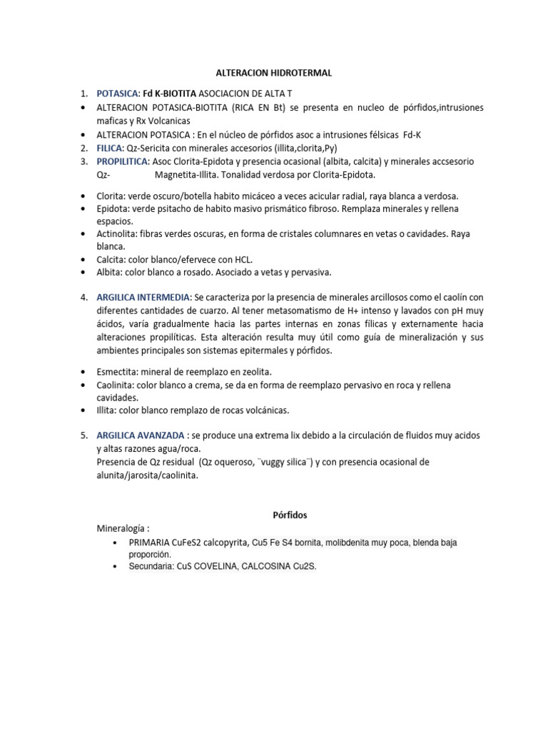 Potasica: Alteracion Hidrotermal | PDF | Minerales | Mineral