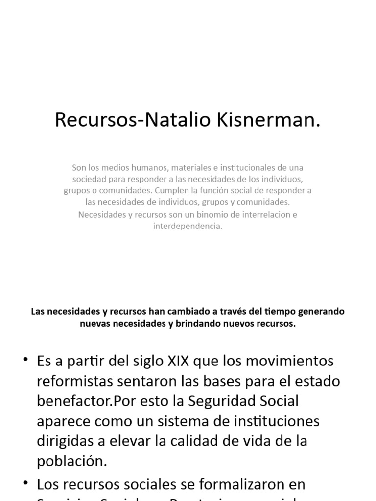 Recursos Sociales según Kisnerman | PDF | Trabajo Social