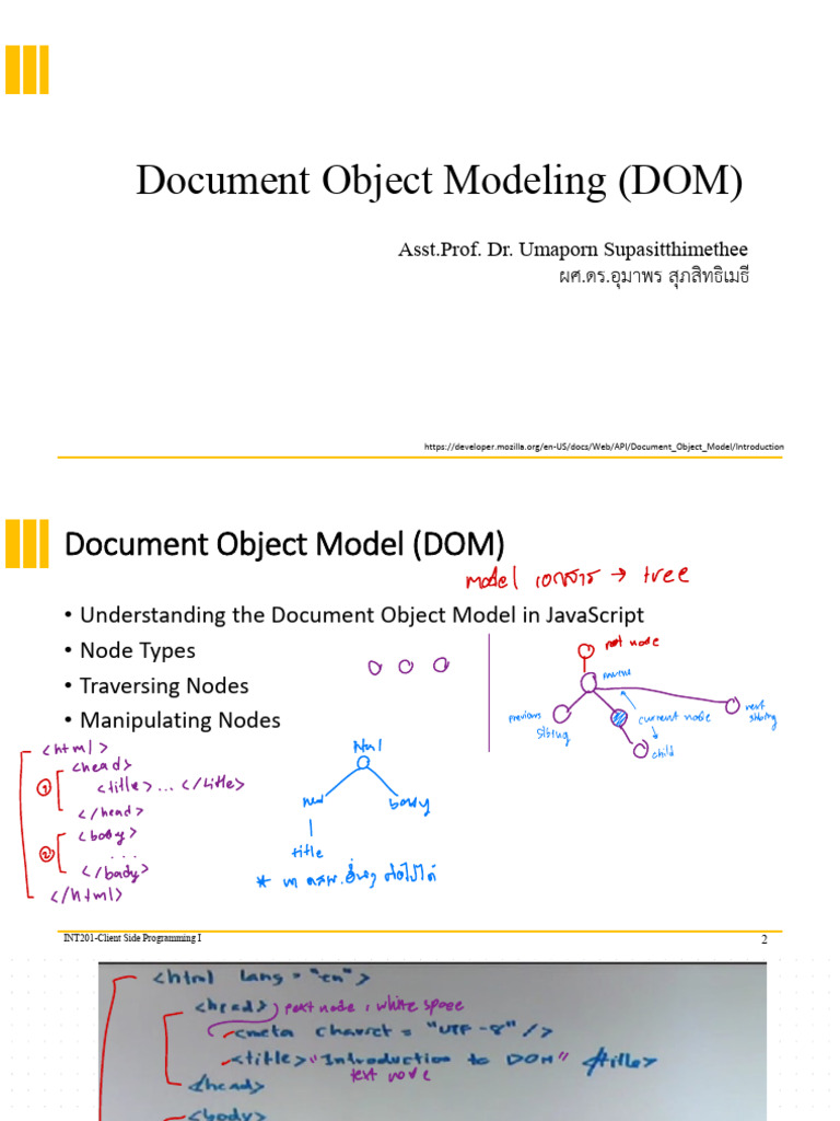 Document Object Modeling (DOM) : Asst - Prof. Dr. Umaporn ...