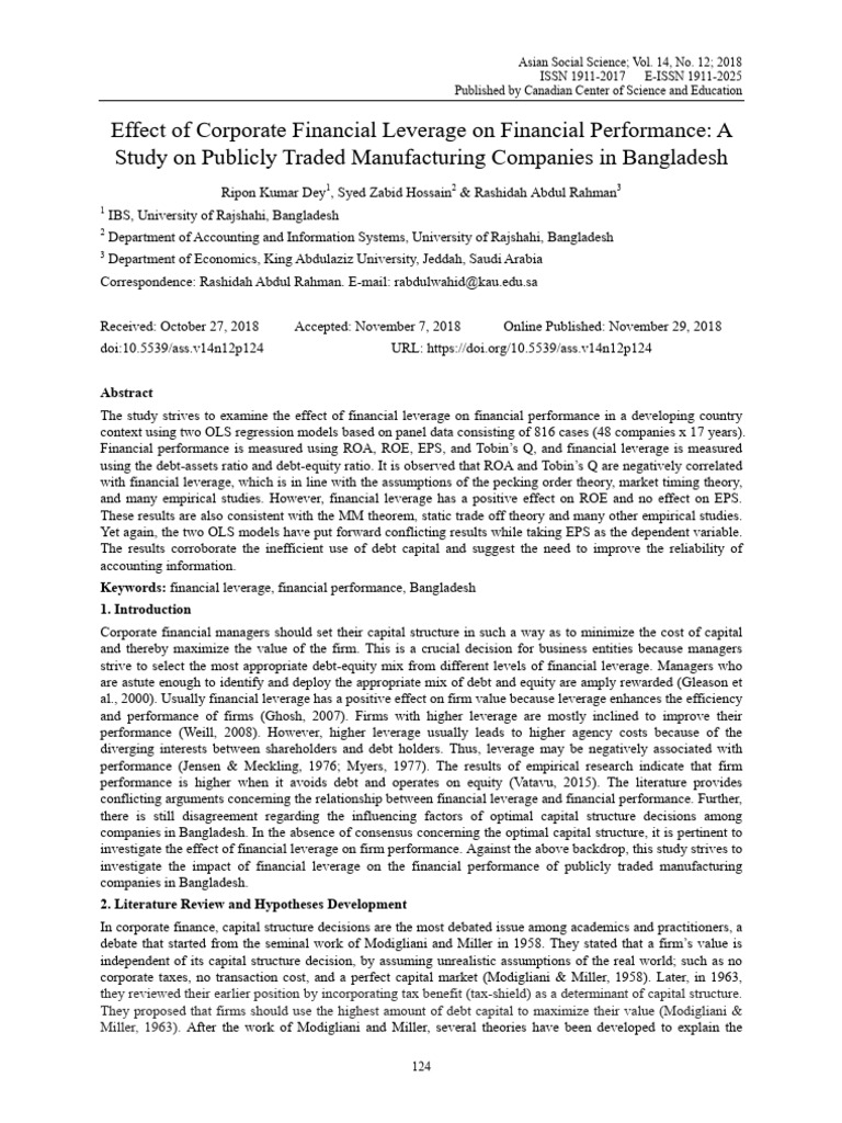 Financial Leverage Impact on Performance in Bangladesh | PDF | Capital ...