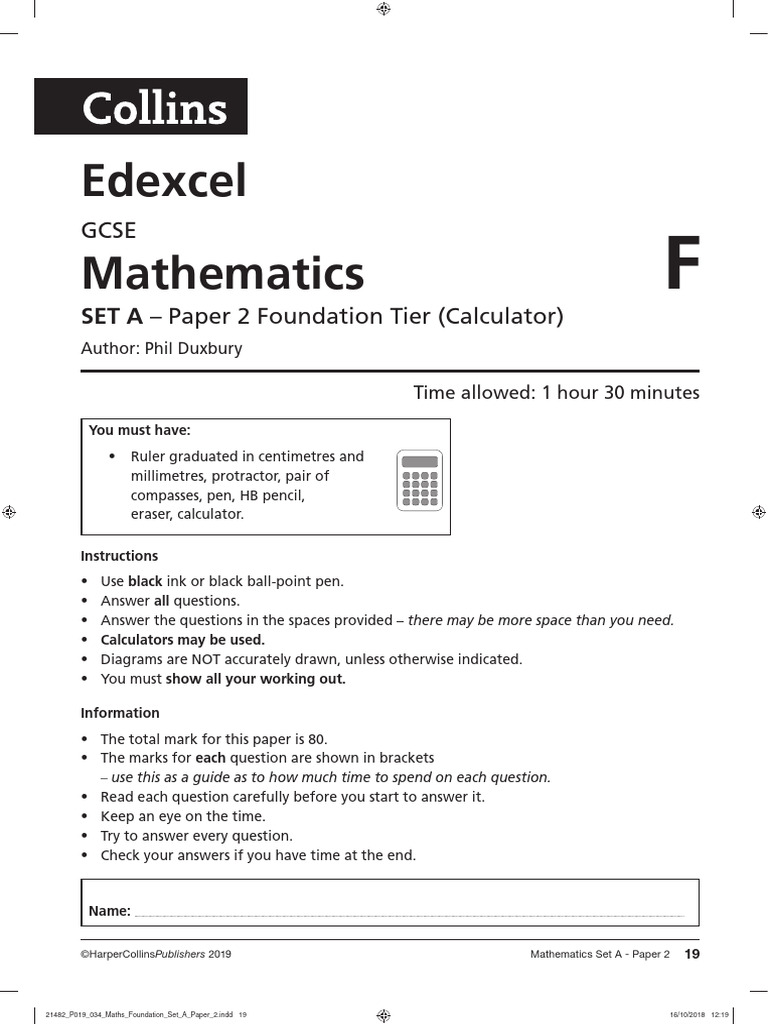 Edexcel Maths Paper 2 Shadow Paper