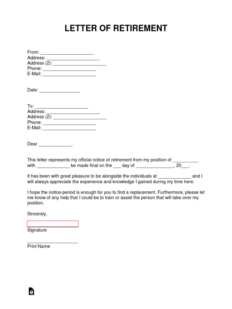 Retirement Letter Template | PDF