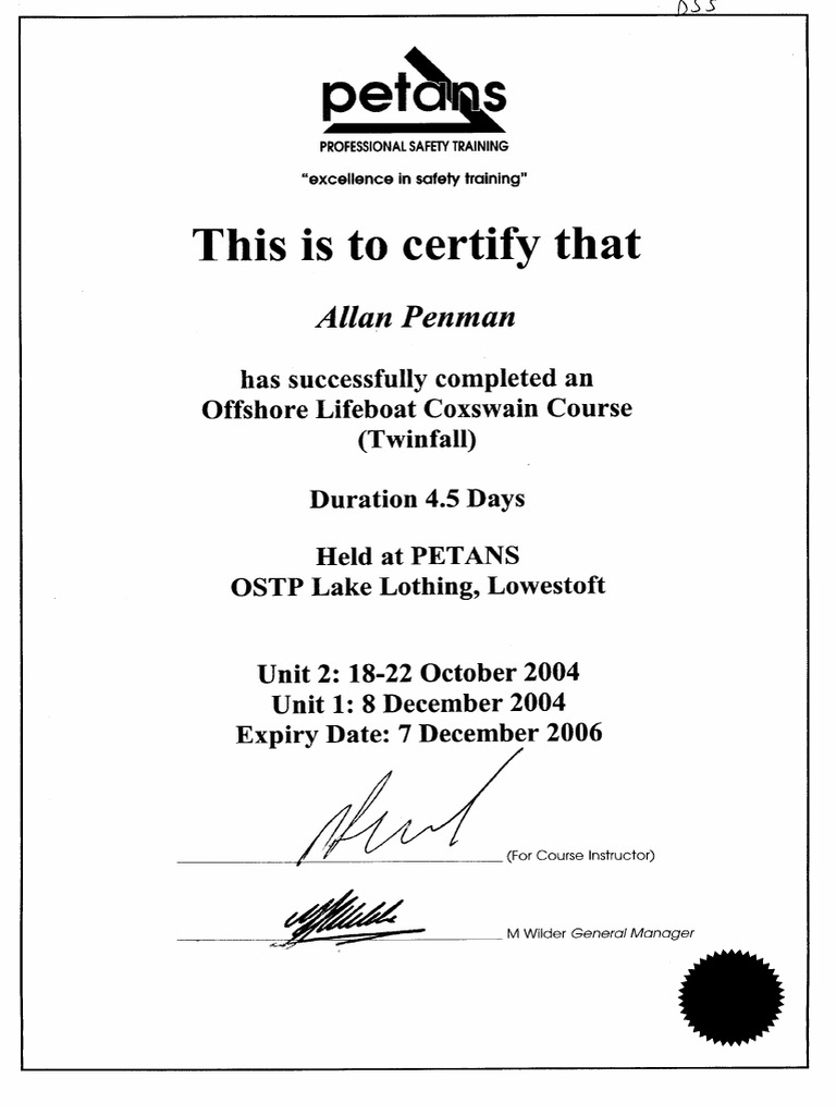 Petans Coxswain Course PDF