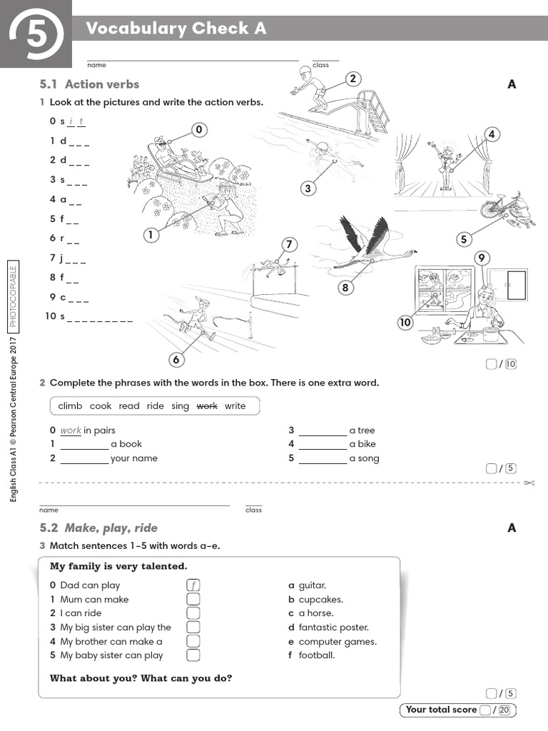 ECA1 - Tests - Vocabulary Check 5A | PDF | Cognitive Science | Linguistics