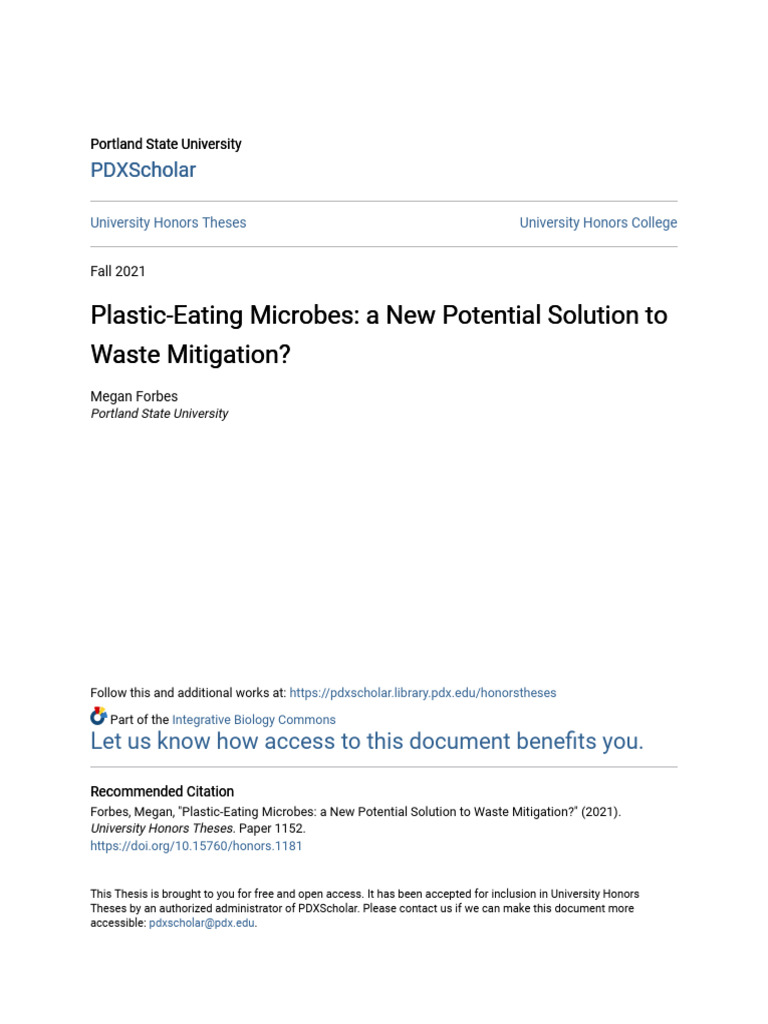 Microbes: A Solution to Plastic Waste? | PDF | Plastic | Biodegradation