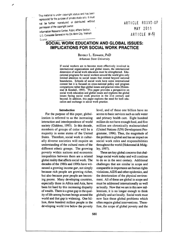 Social Work Education and Global Issues | PDF