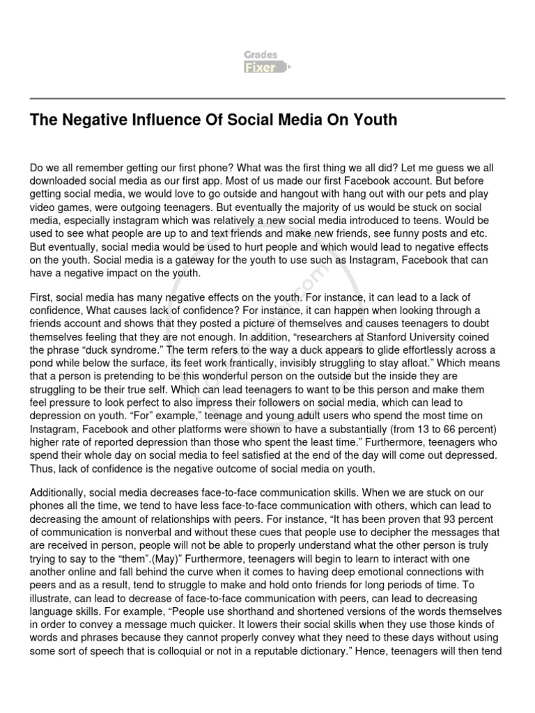Social Media's Impact on Teens | PDF | Social Media | Popular Culture ...