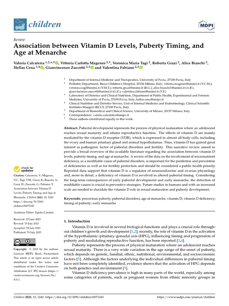 Children 10 01243 PDF Vitamin D Puberty