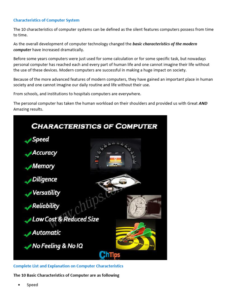 Characteristics of Computer System | Download Free PDF | Computer Data ...