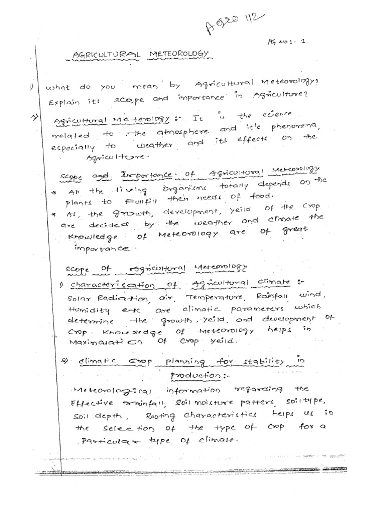 Agro 112 Handwritten Long Note | PDF