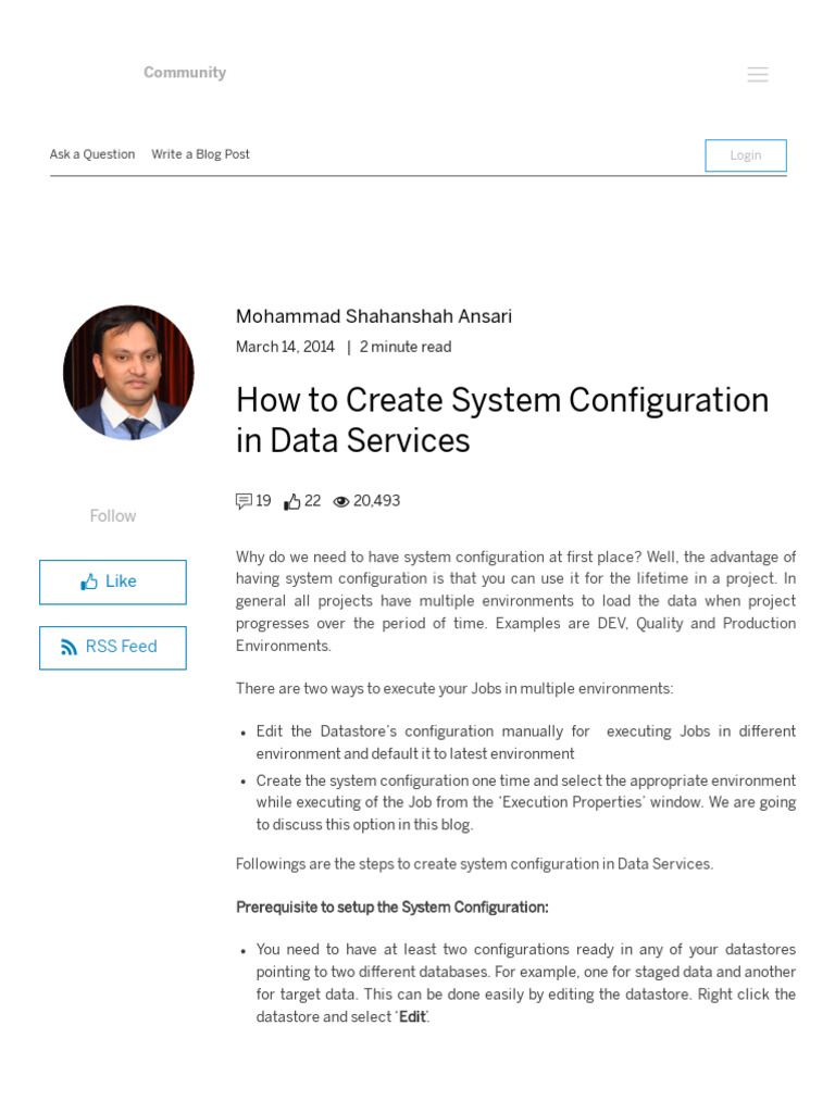 How To Create System Configuration in Data Services - SAP Blogs | PDF ...