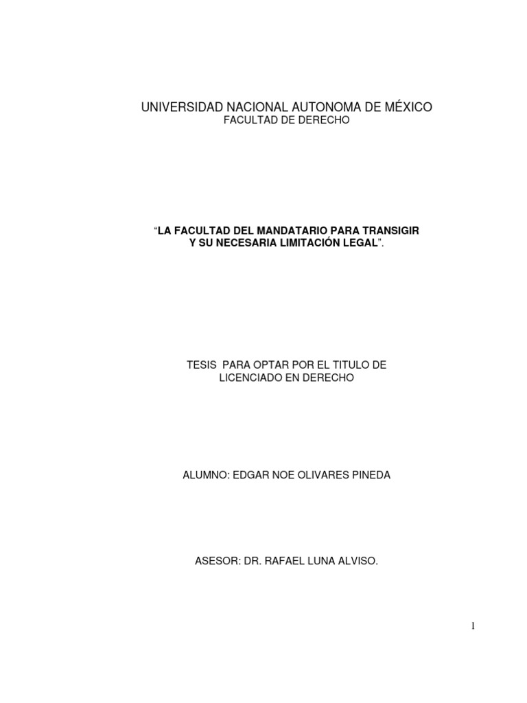 Limitación Legal del Mandatario en Transacciones | PDF | Intención ...