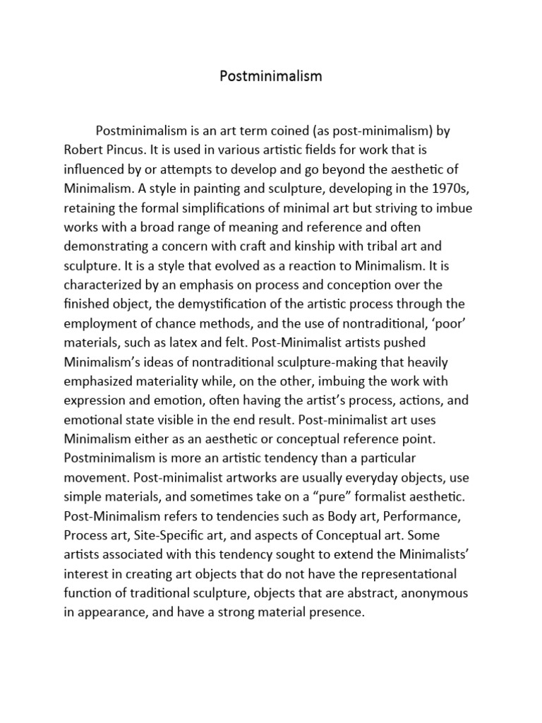 Postminimalism | PDF | Art
