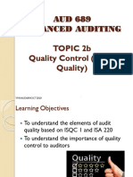 AUD 689 Advanced Auditing Topic 2B Quality Control (Audit Quality)