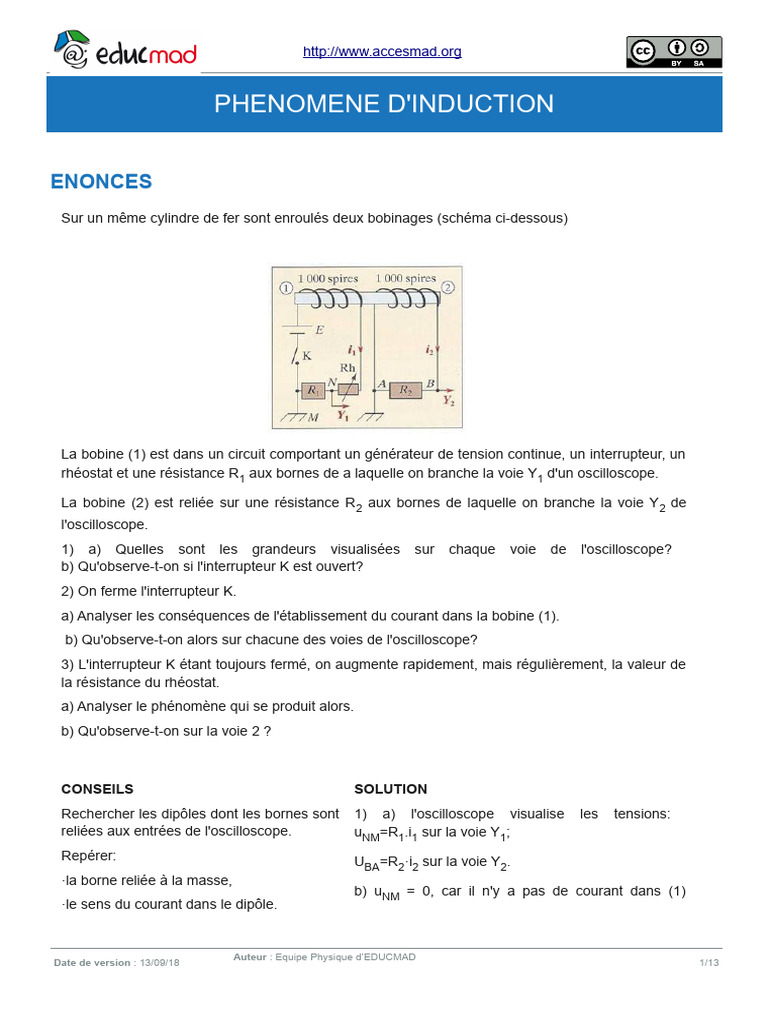 Phénomène d'induction en bobines | PDF | Inducteur | Champ magnétique
