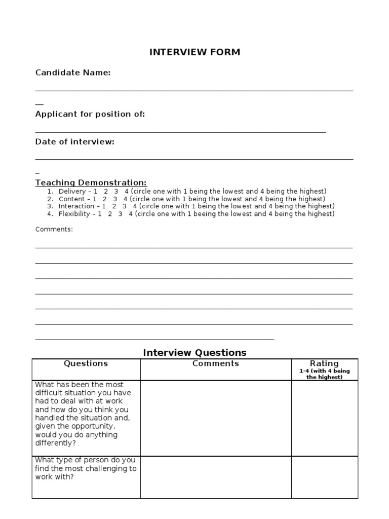 Instructor Interview Form | PDF
