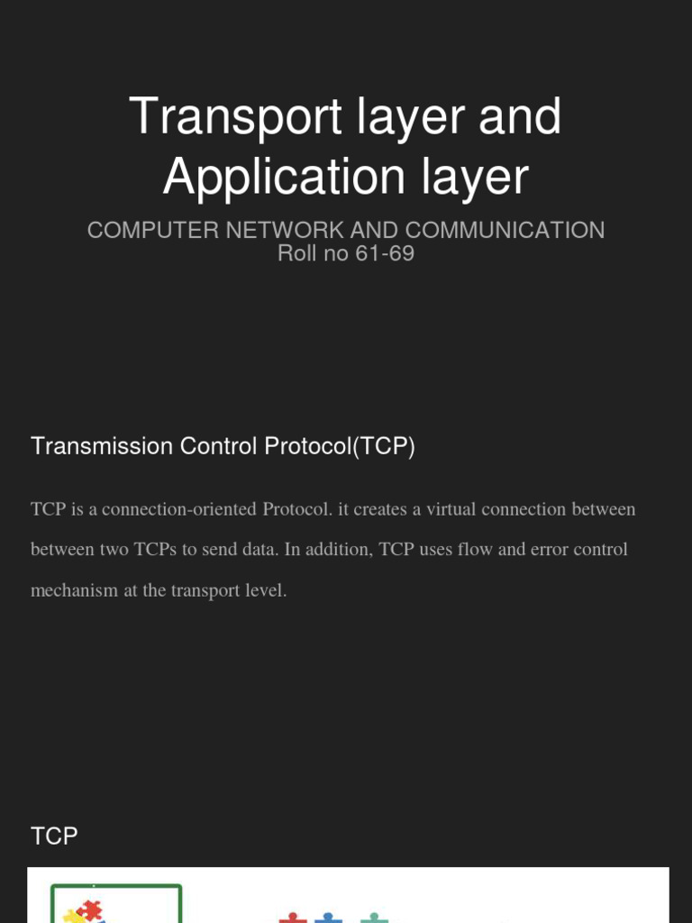 Transport Layer and Application Layer | PDF | Transmission Control ...