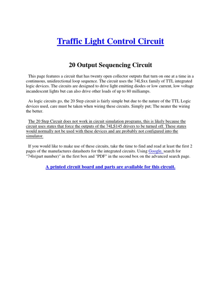 Traffic Light Control Circuit Circuit Diagram