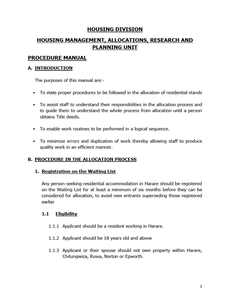 Housing Procedure Manual. PDF Lease Assignment (Law)