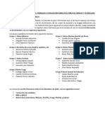 1b Cronograma de Actividades, Trabajos y Evaluación Final en El Área de Ciencia y Tecnologia