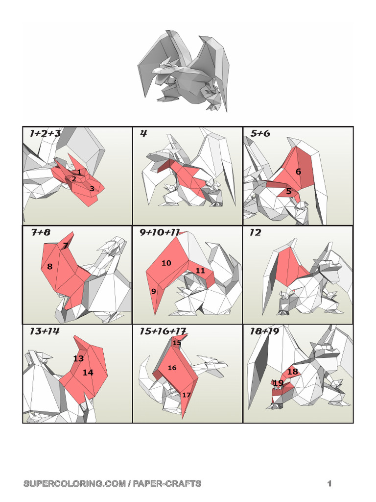 Charizard Papercraft Template PDF | PDF