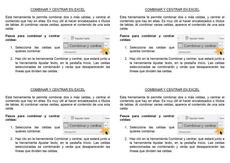 Combinar y Centrar Celdas Excel | PDF | Software | Informática