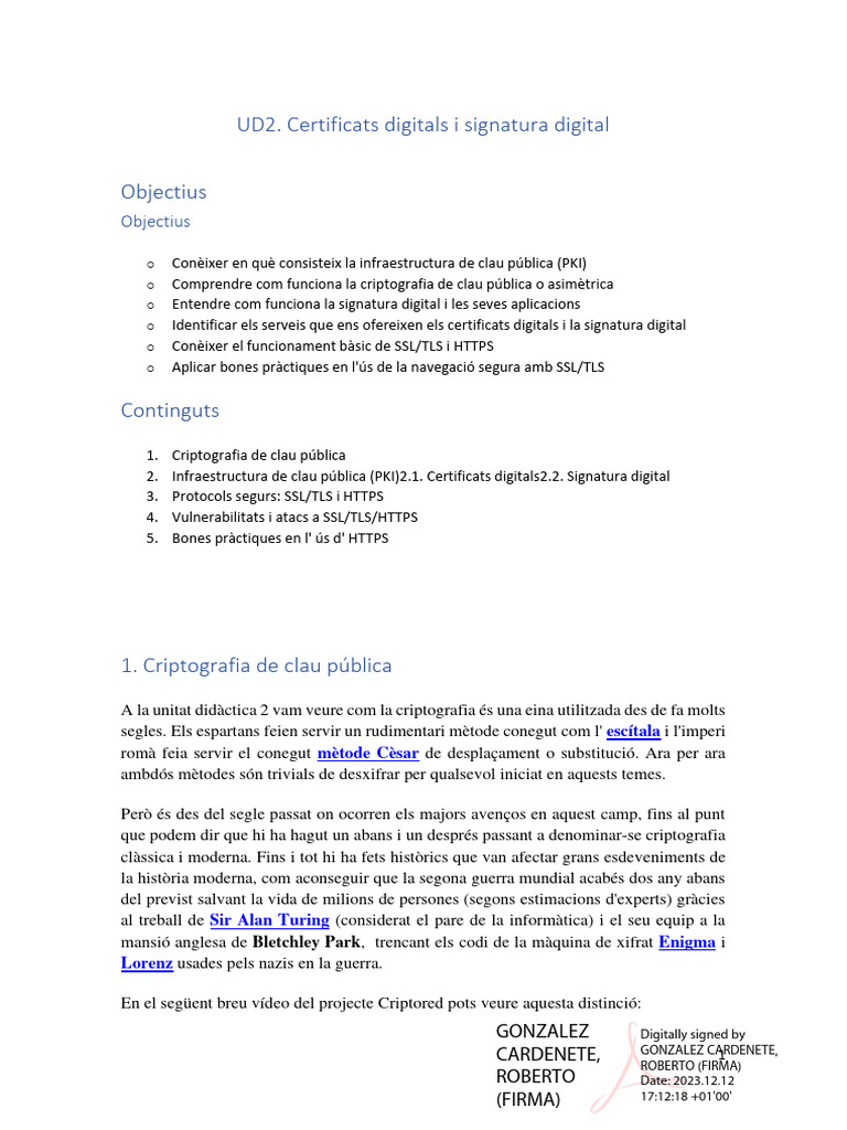 UD2. Certificats Digitals I Firma Digital - SIGNAT | PDF