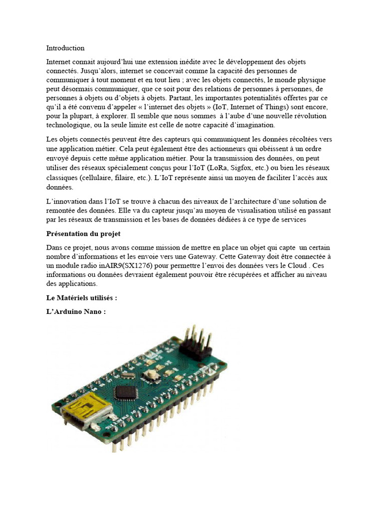 Projet IoT avec Arduino et Capteurs | PDF | Internet des objets | Arduino