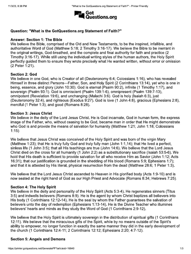 Statement of Faith | PDF