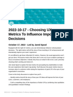 2022-10-17 Choosing UX Metrics To Influence Important Decisions