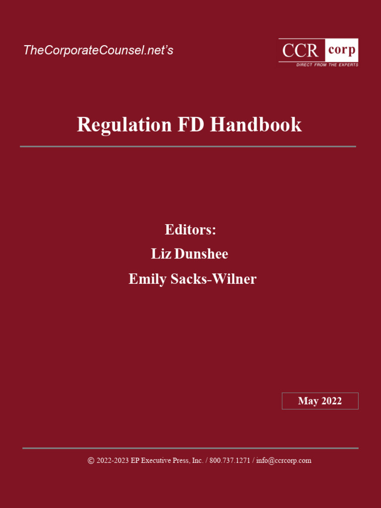 Regulation FD Handbook Overview | PDF | Business Law | Justice
