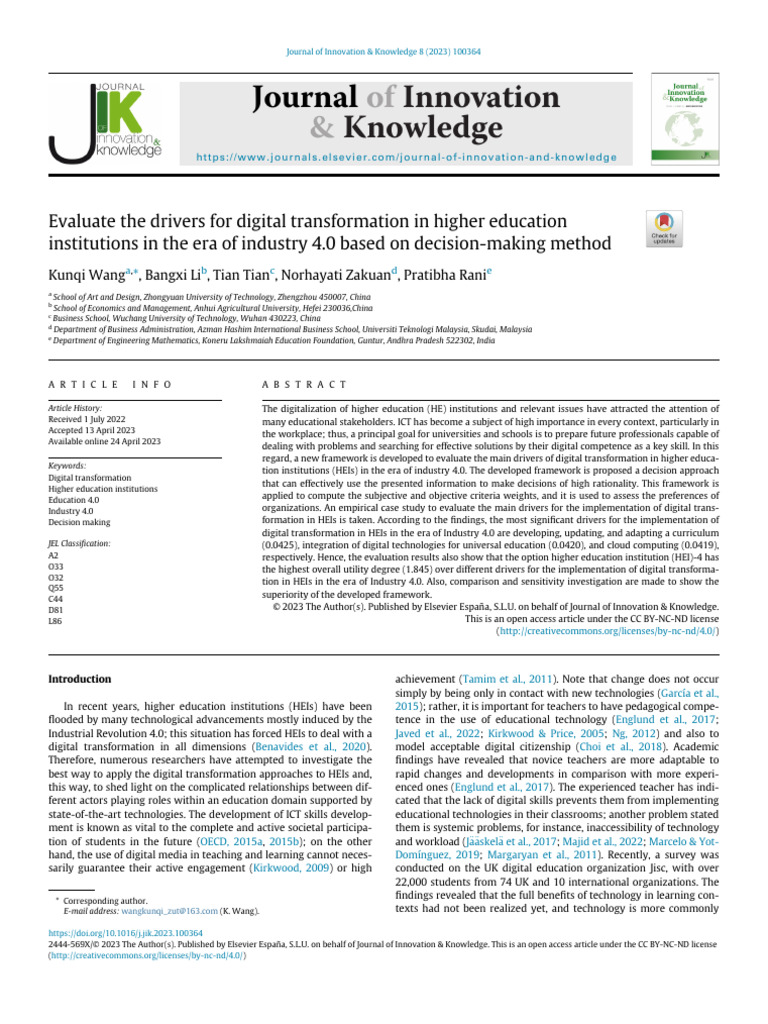 Drivers of Digital Transformation in HEIs | PDF | Educational ...