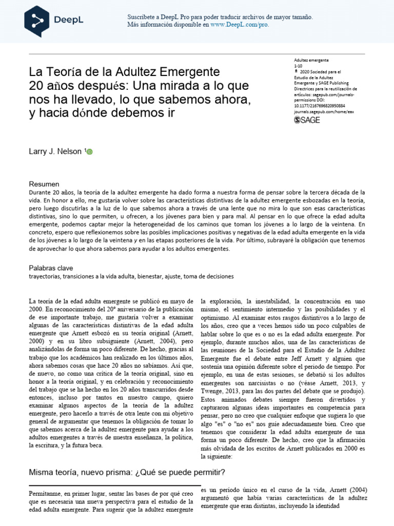 The theory of emerging adulthood es pdf adultos comportamiento