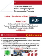 MSE 3331 Module 1 Lecture Metals Processing AU23