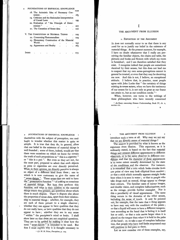 Ayer Argument From Illusion Ch 1 The Foundations Of Empirical