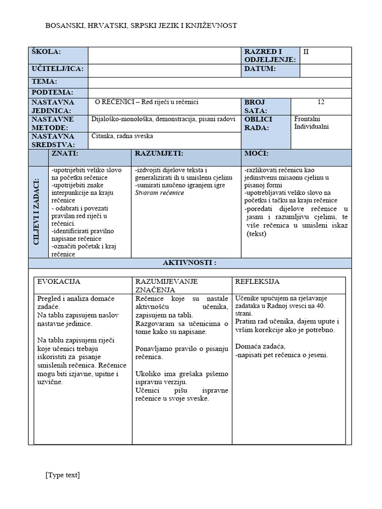 12 - O Rečenici - Red Riječi U Rečenici | PDF
