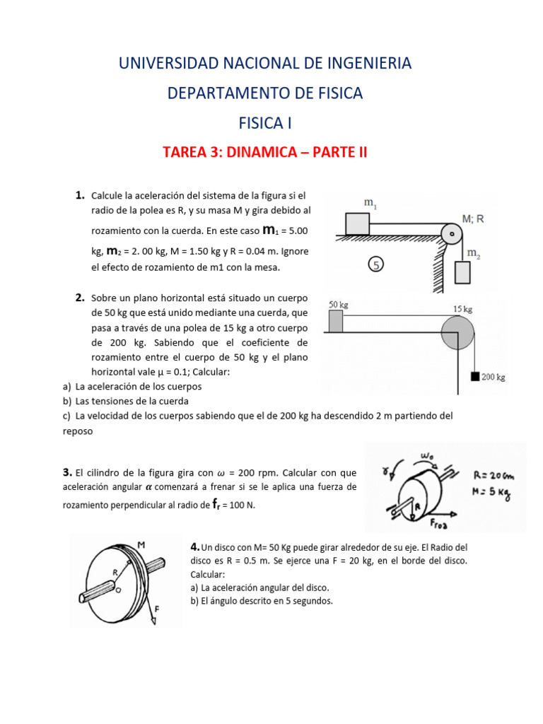 Tarea 3 Dinamica Rotacional Pdf Fricción Cantidad
